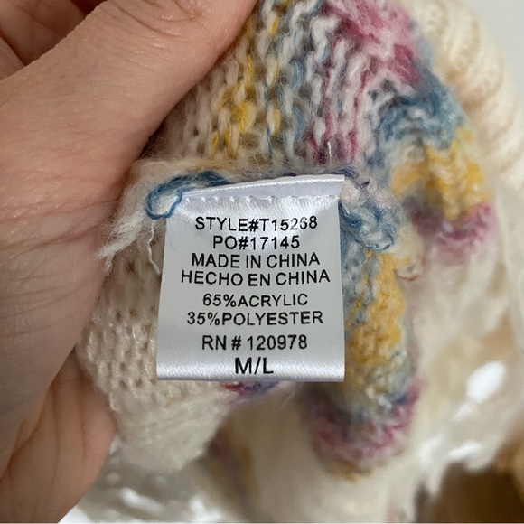 Anthropologie Entro Striped Cable Knit Poncho Sweater - Picture 7 of 8